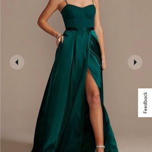 David’s bridal crepe corset bridesmaid dress with charmeuse skirt
Color - GEM